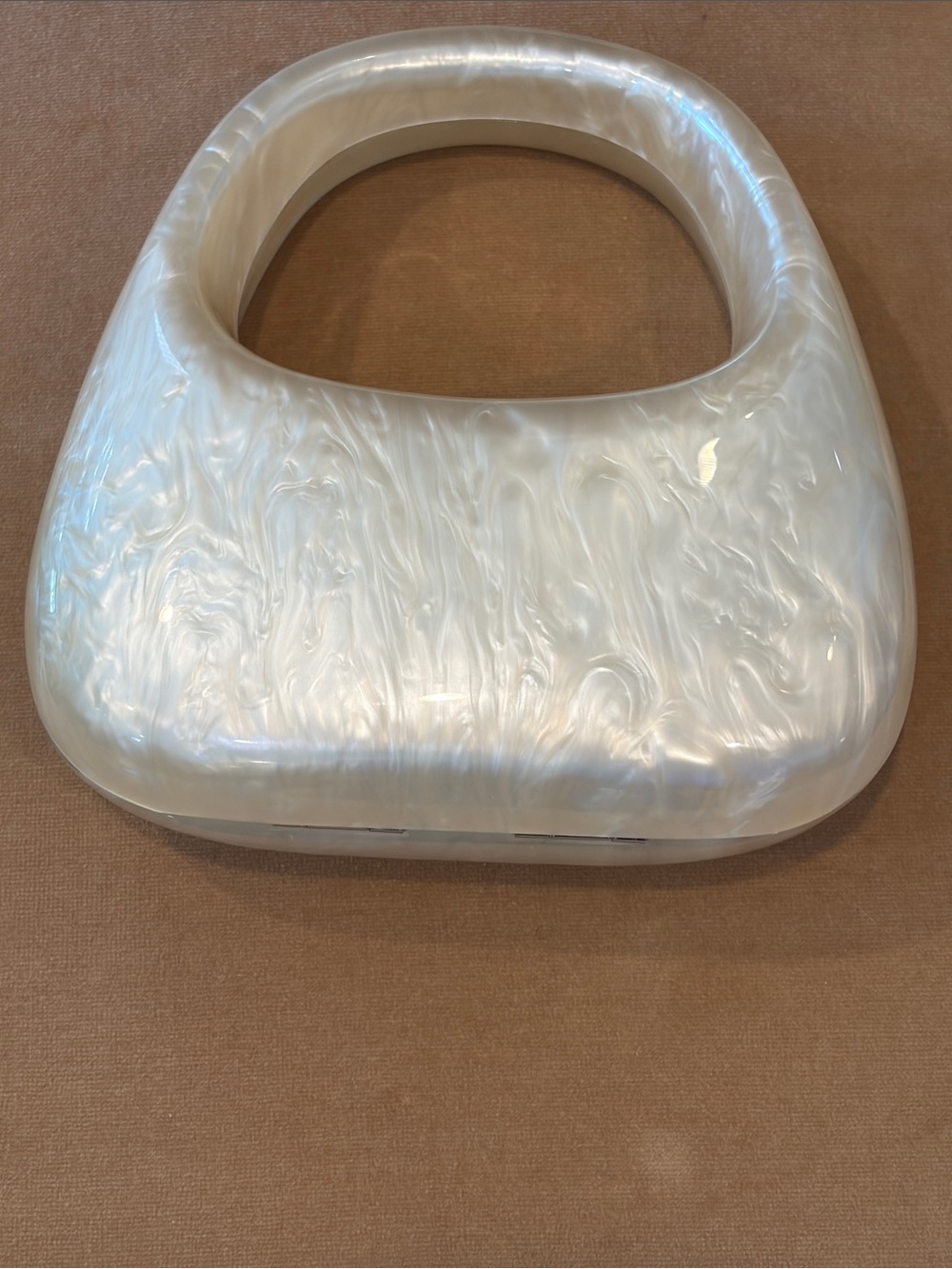 Pearlescent White acrylic Top-Handle Clutch Bag - Picture 2 of 6